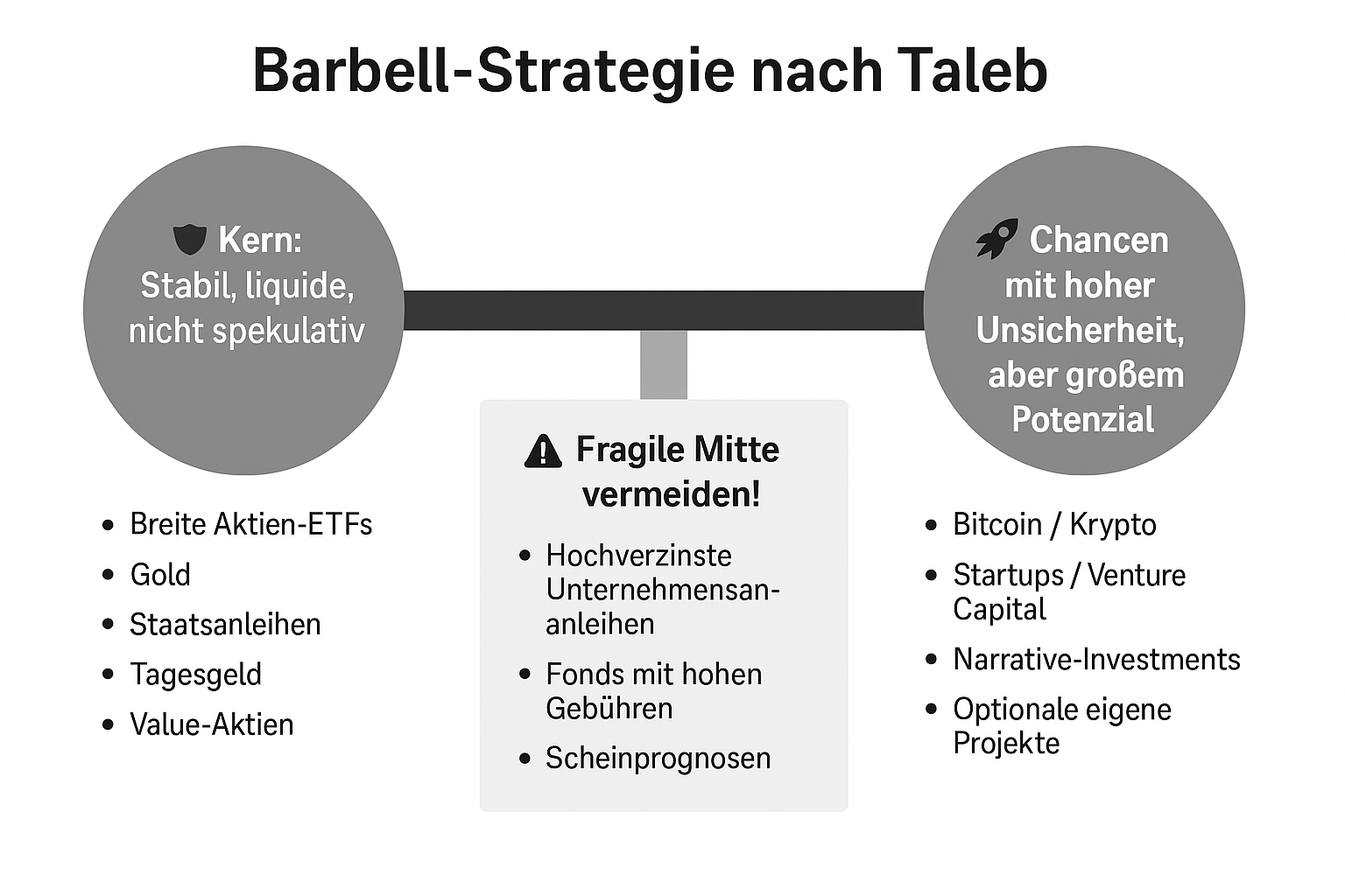 Barbell-Strategie — robustes Fundament plus kleine asymmetrische Outlier-Wetten
